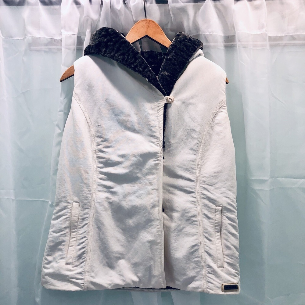 MERRELL women's hooded vest faux fur lined zip and button Size M Medium
